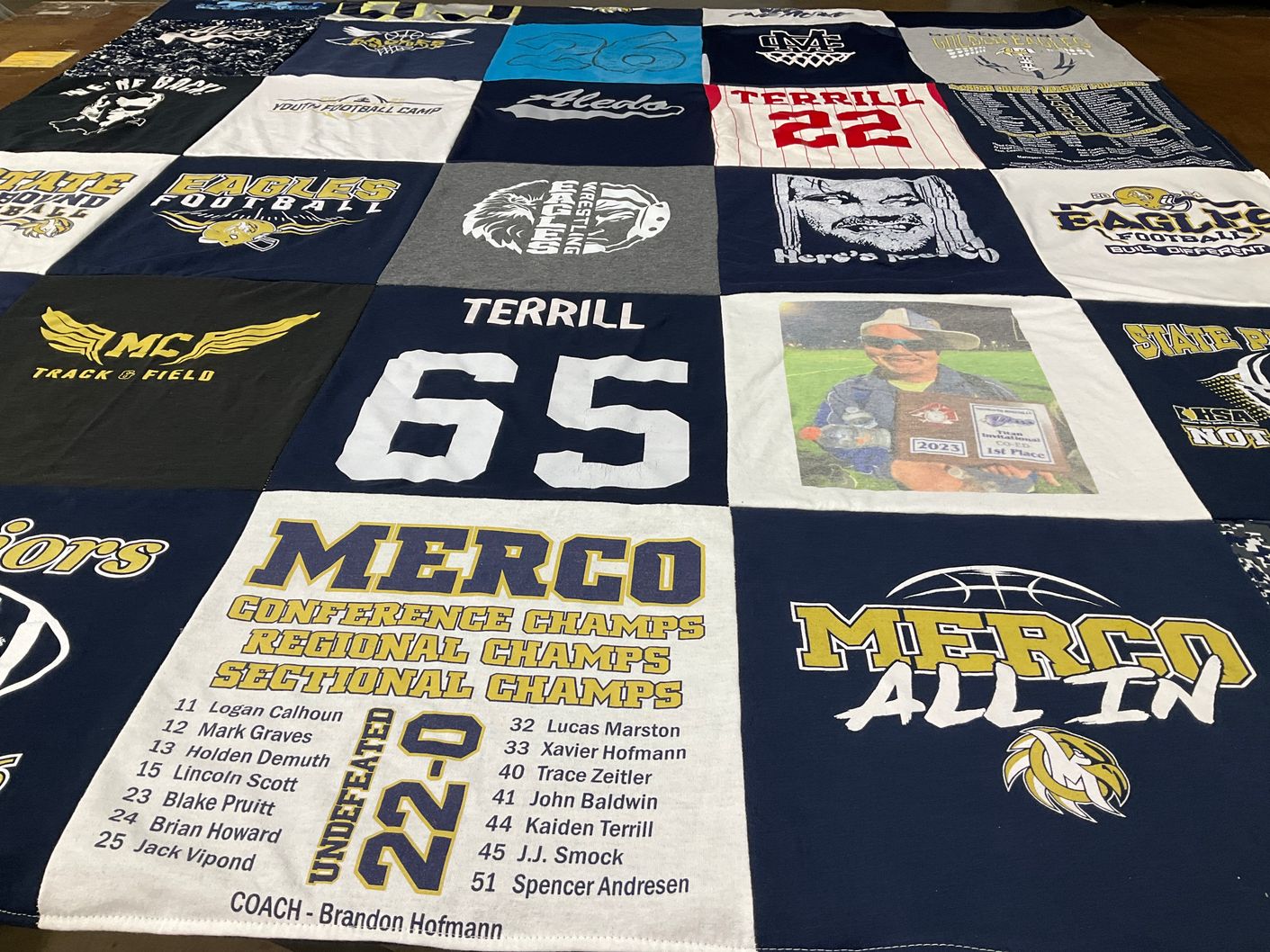T-shirt quilt featuring mercersburg academy, eagles football by Amy from IL