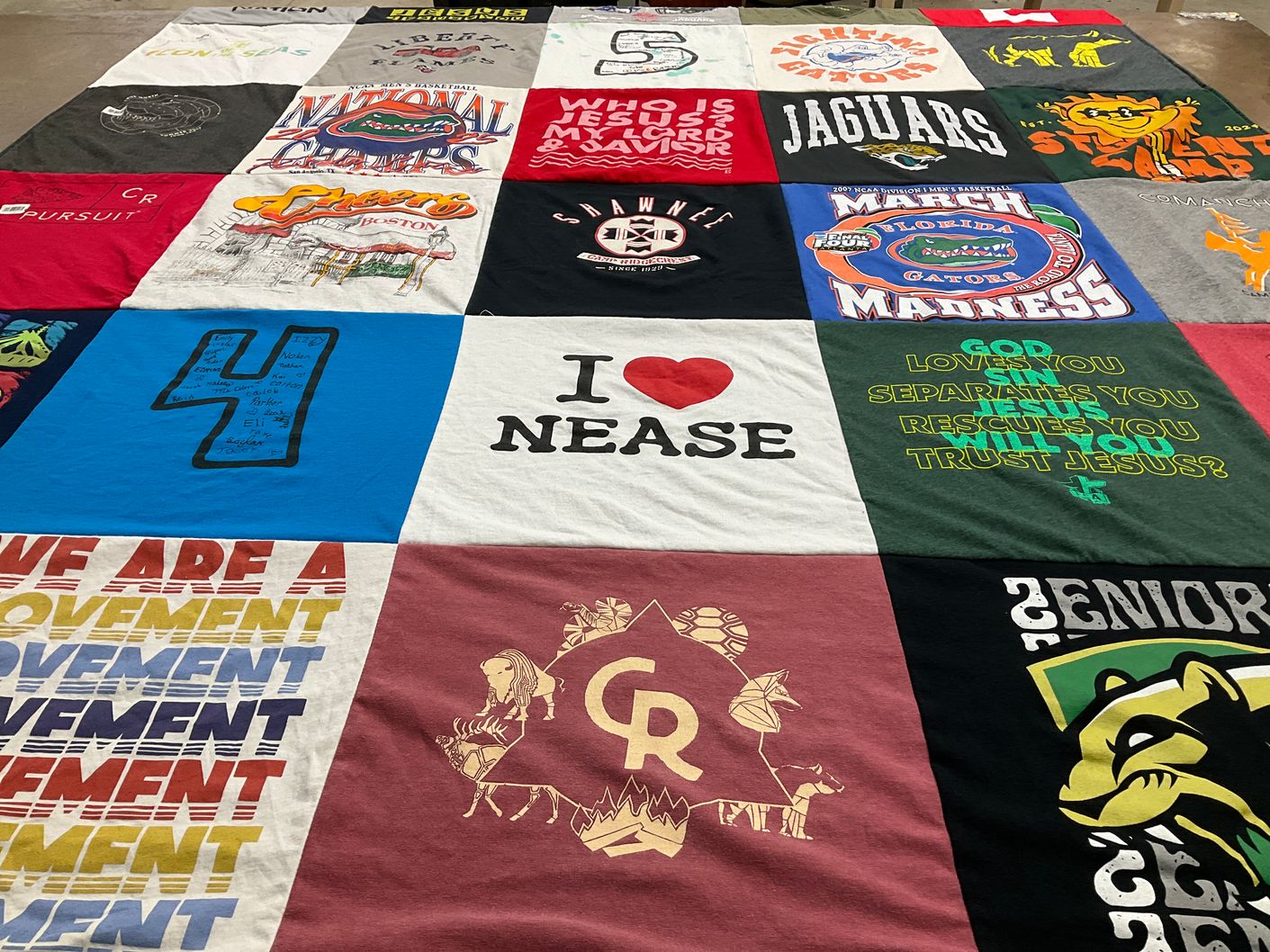 T-shirt quilt featuring florida gators, jaguars by Laurie from FL