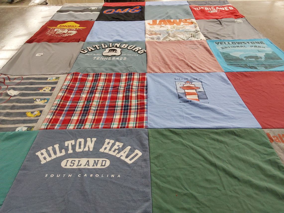 T-shirt quilt with travel, nature themes by Kris from VA