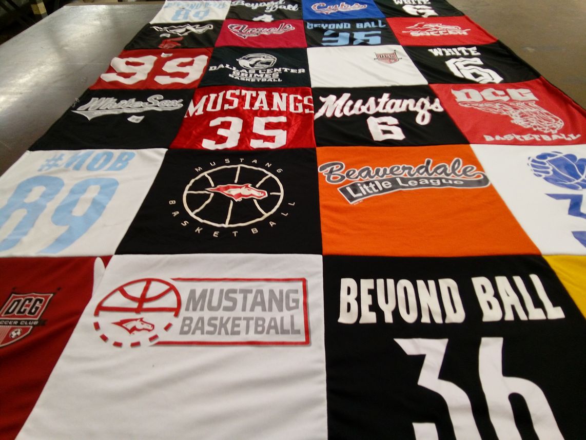T-shirt quilt featuring mustangs basketball by Erin from IA