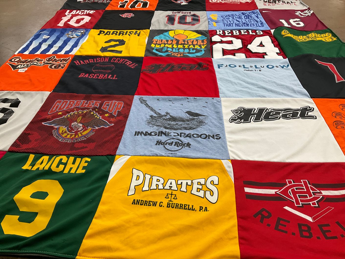 T-shirt quilt featuring gobbler cup, rebels by Kristie from MS