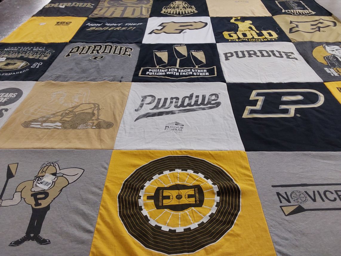 T-shirt quilt from purdue university by Angie from IN