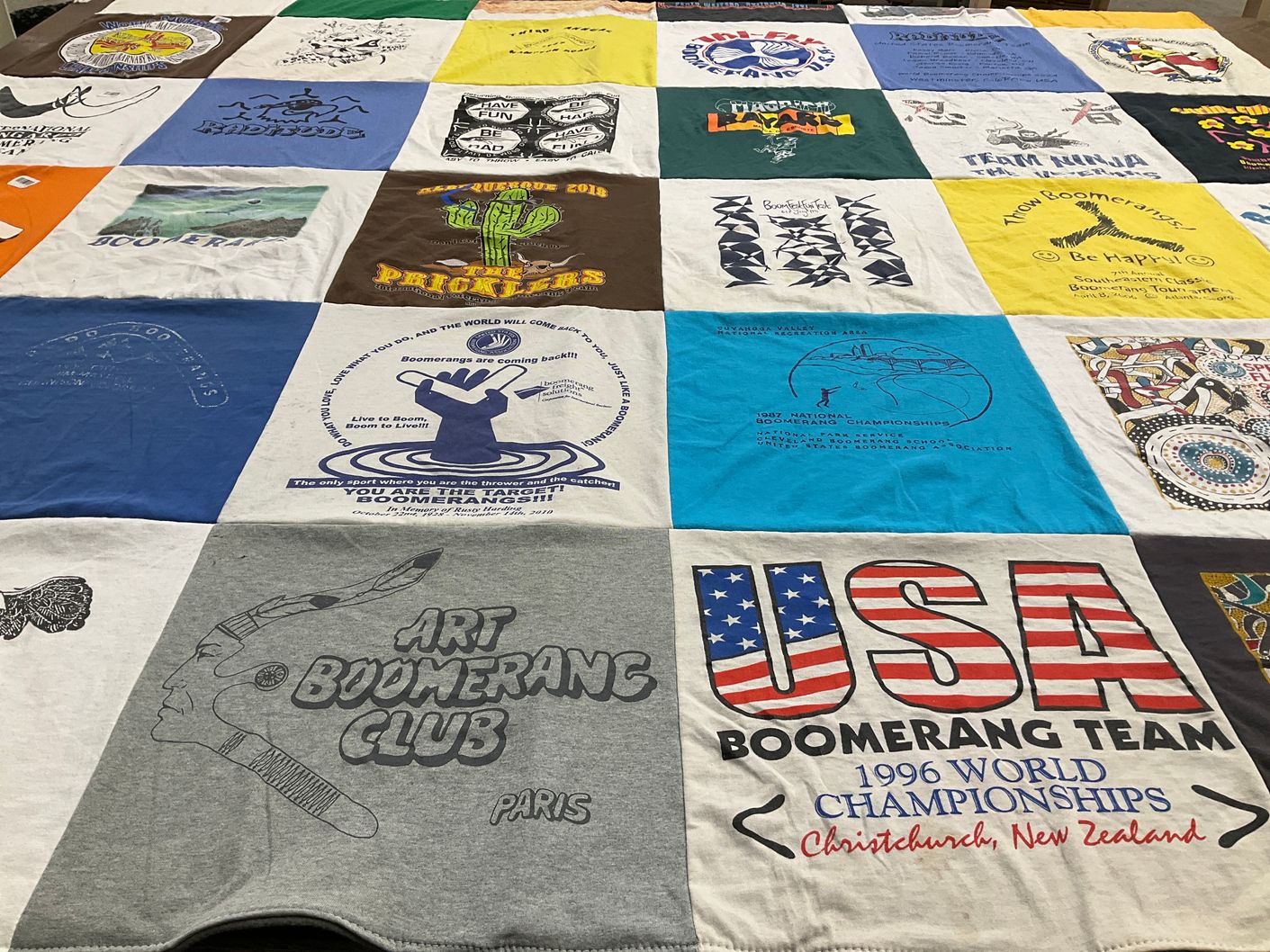 T-shirt quilt featuring usa boomerang team by Linda from NC