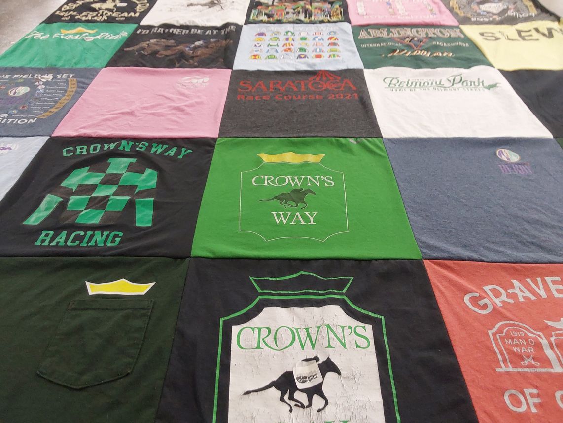 T-shirt quilt with horse racing themes by Courtney from IL