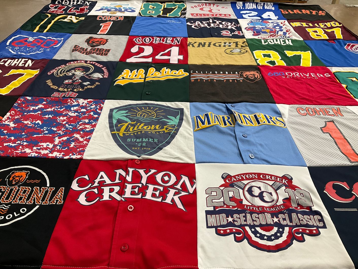 T-shirt quilt featuring mariners, athletics by Melissa from CA