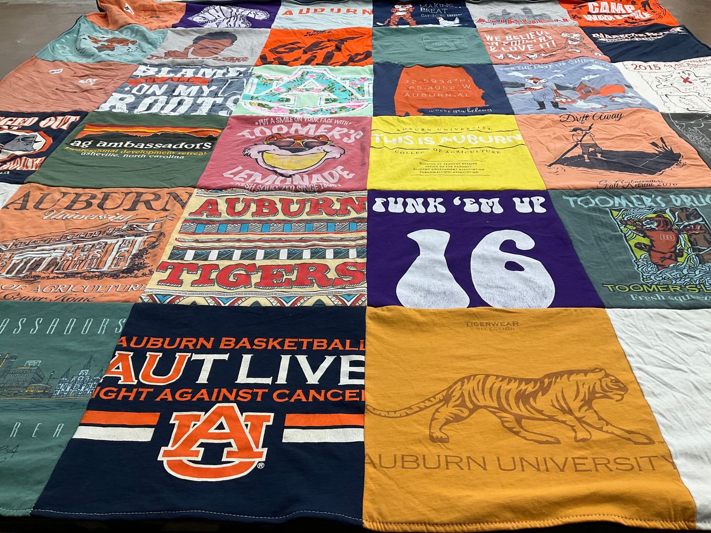 T-shirt quilt featuring auburn tigers by Katie from AL