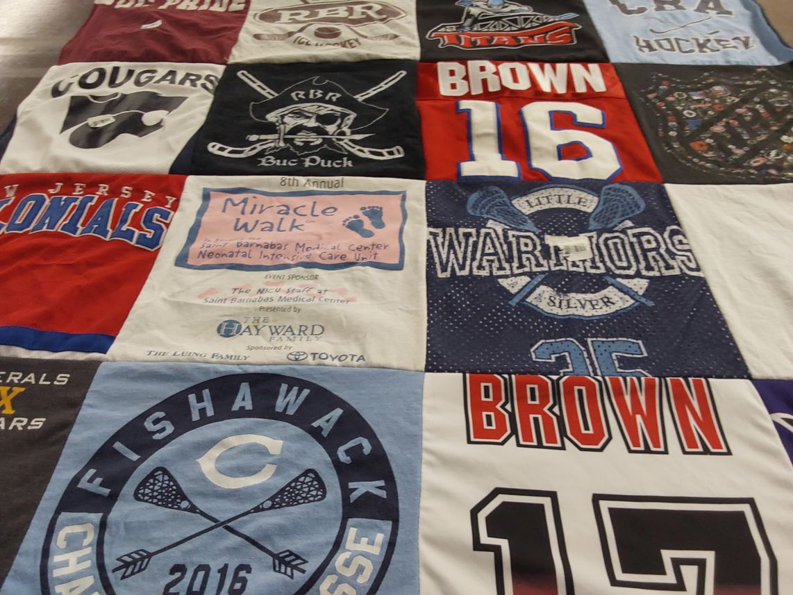 T-shirt quilt featuring little warriors by Tara from NJ