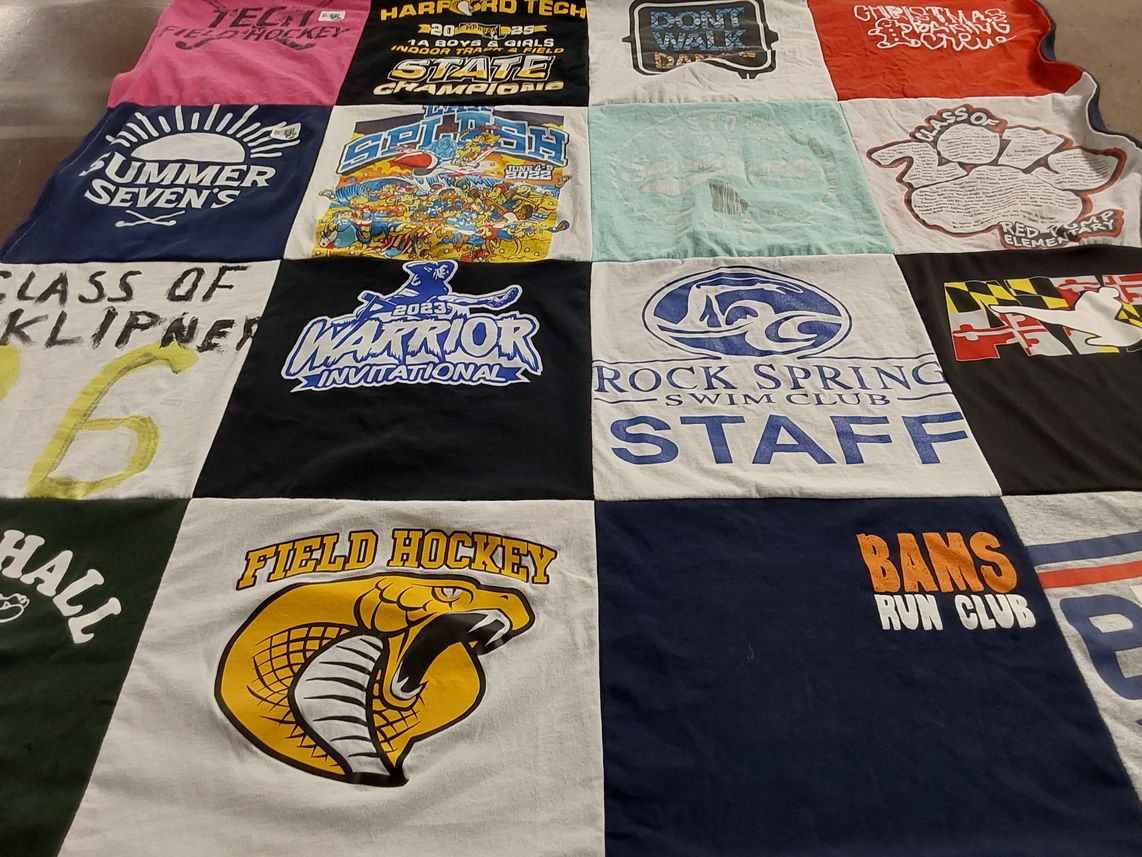 T-shirt quilt from harford technical high school by Linda from MD