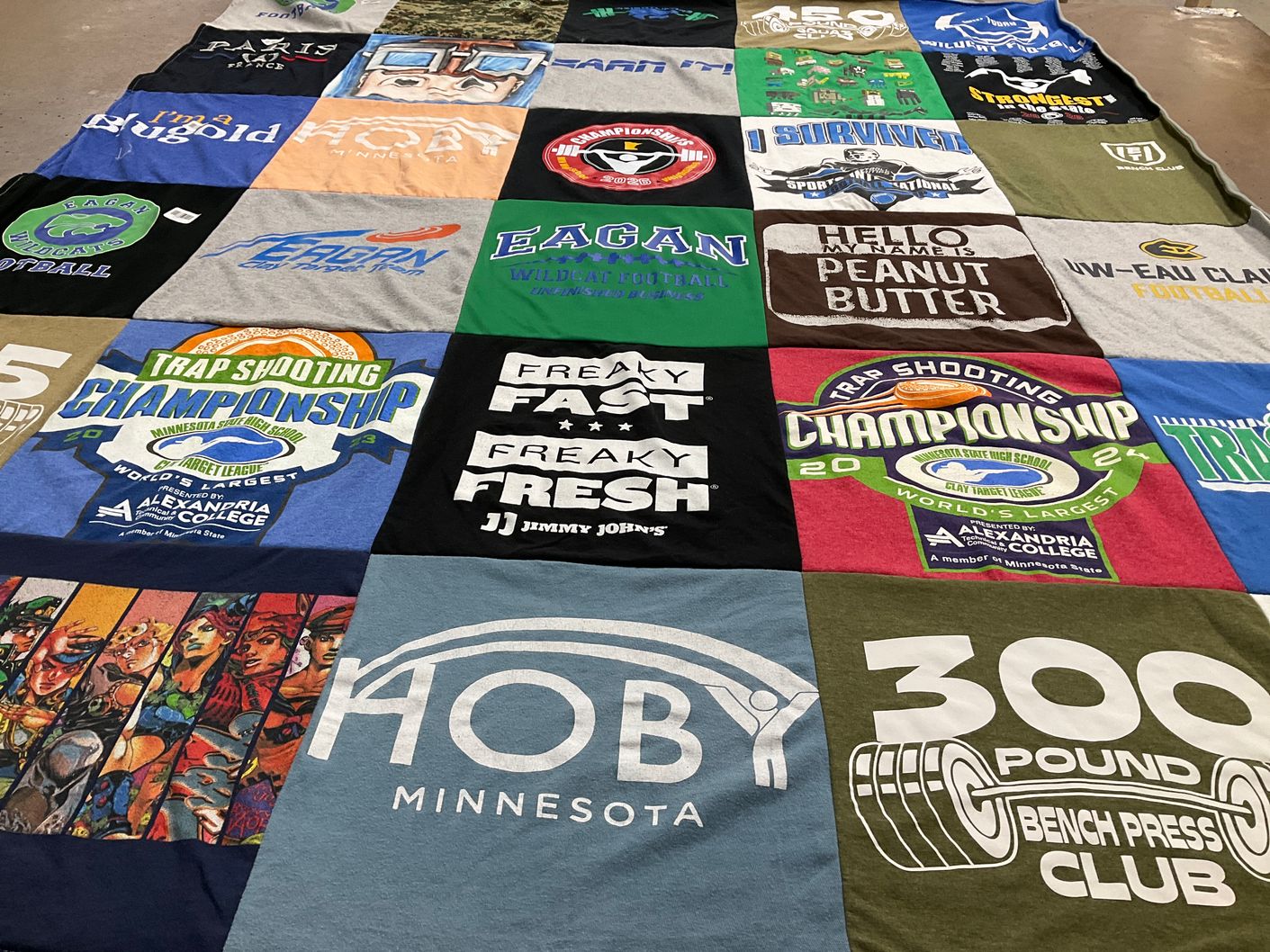 T-shirt quilt from alexandria college, university of wisconsin-eau claire by Jessica from MN