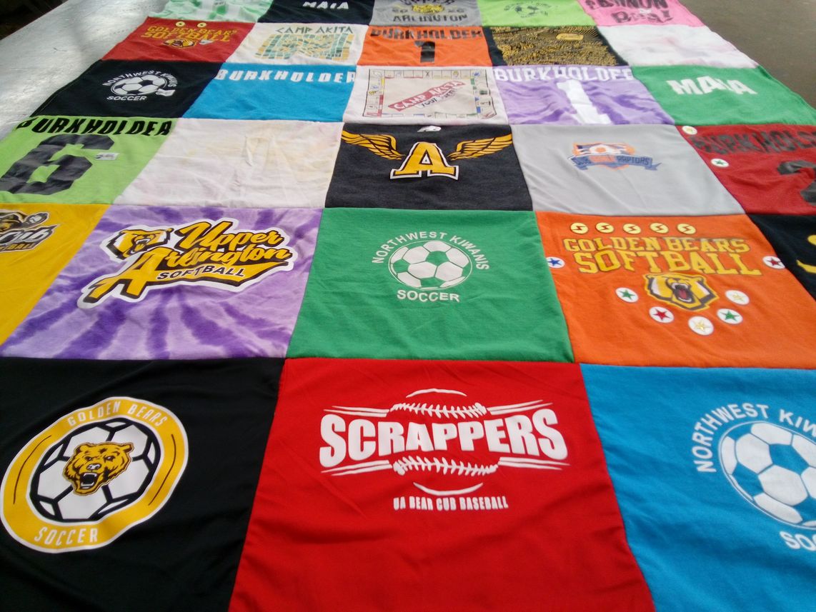 T-shirt quilt featuring golden bears softball, golden bears soccer by Suzanne from OH