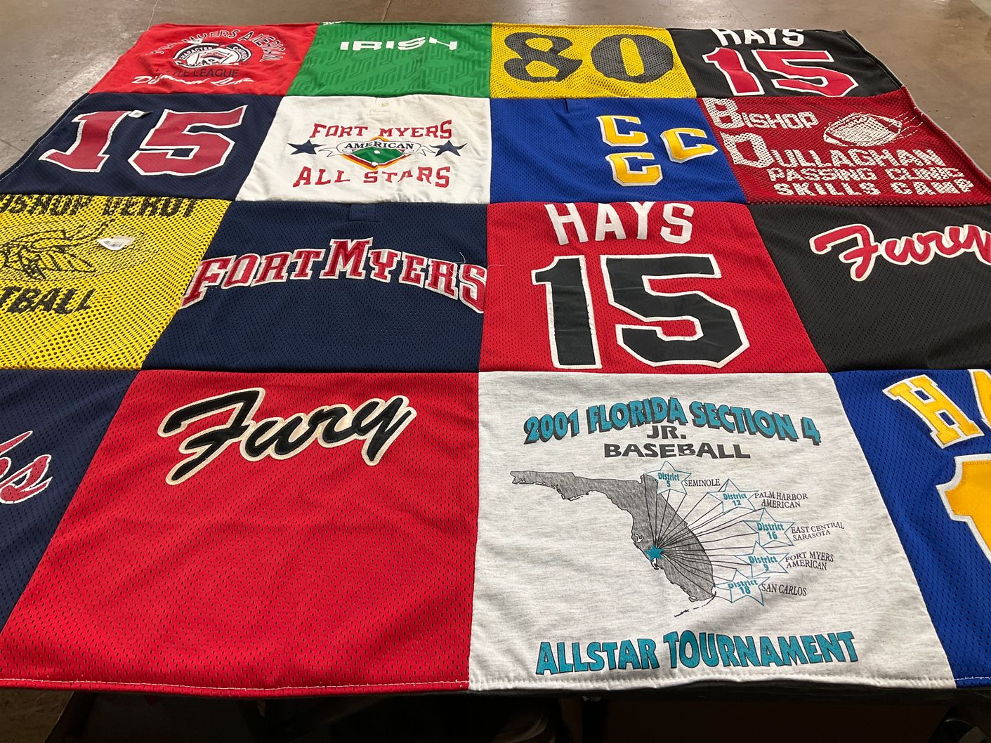 T-shirt quilt featuring fort myers all stars, hays by Pam from FL