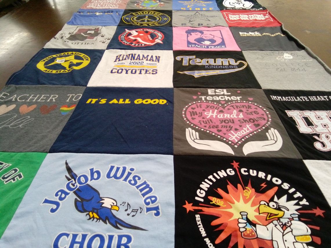 T-shirt quilt from immaculate heart college by Monica from OR
