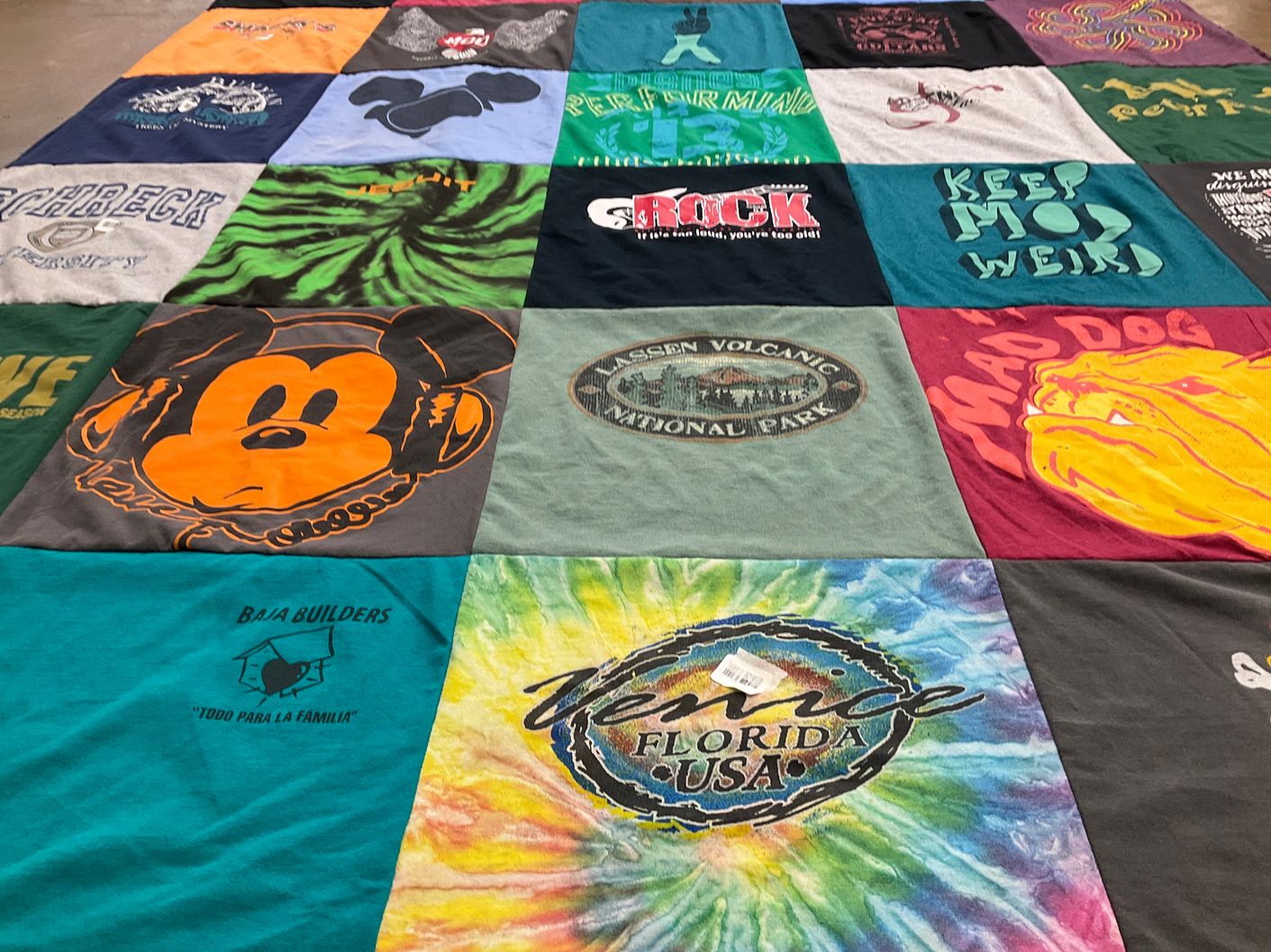 T-shirt quilt with travel, disney themes by Monica from OR