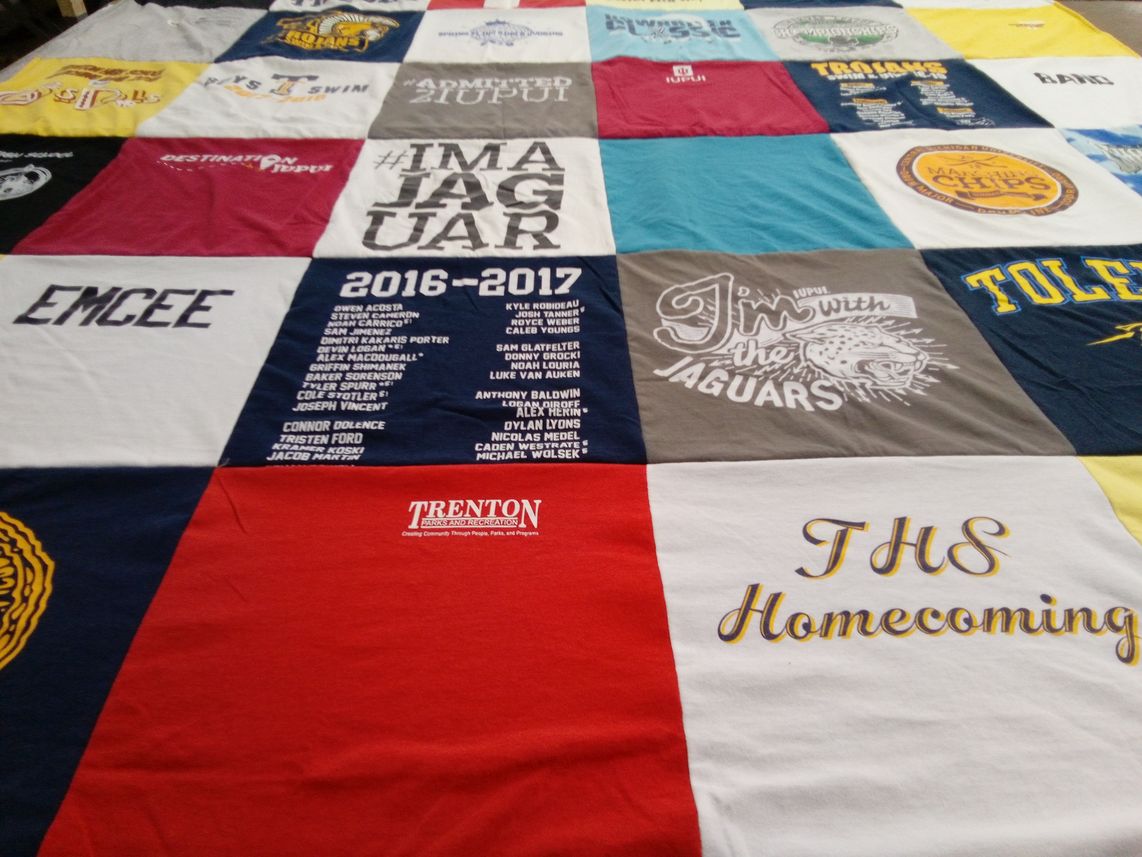 T-shirt quilt featuring trenton high school jaguars by Kelly from MI