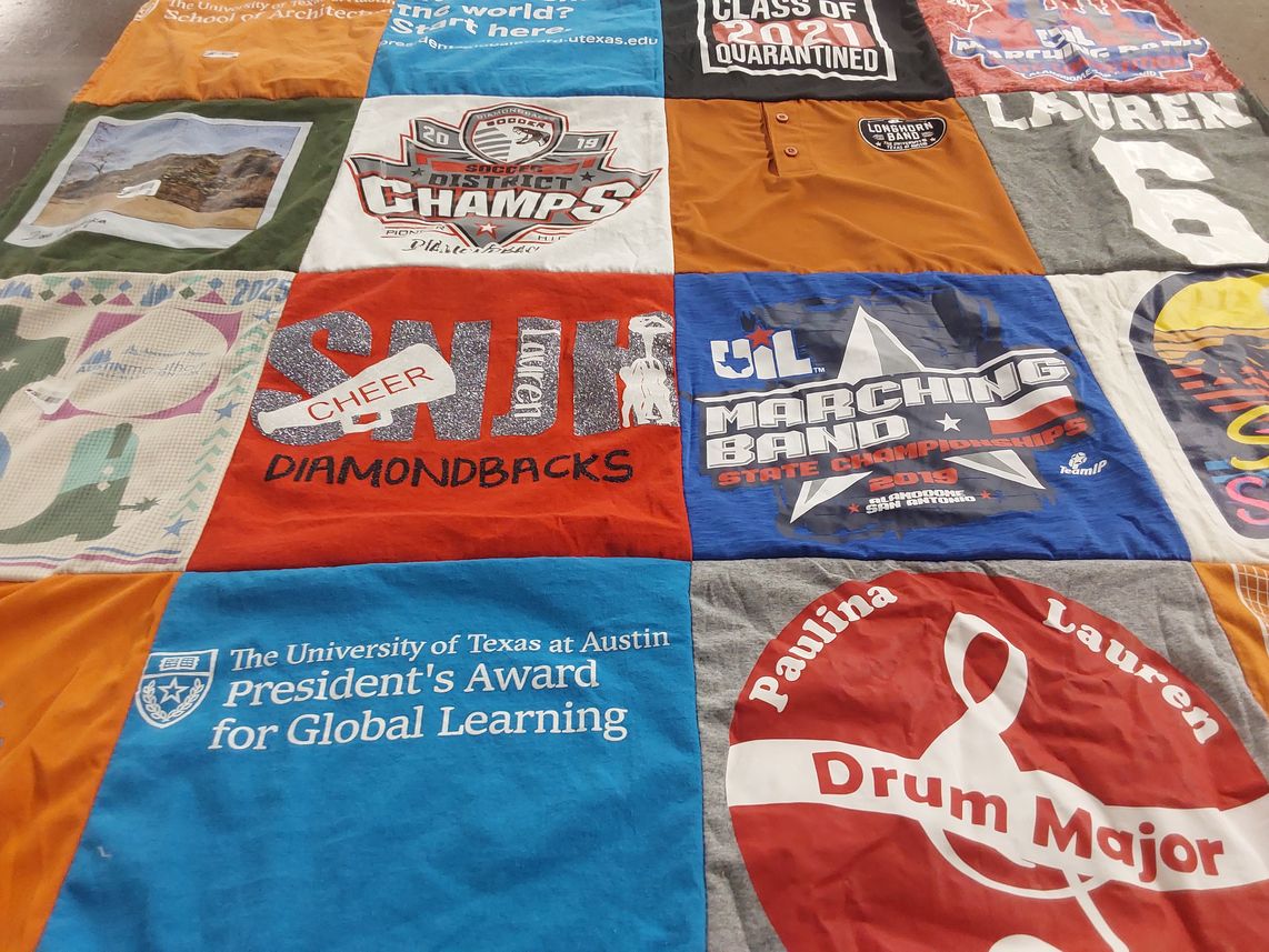 T-shirt quilt featuring longhorn band, diamondbacks by Martha from TX