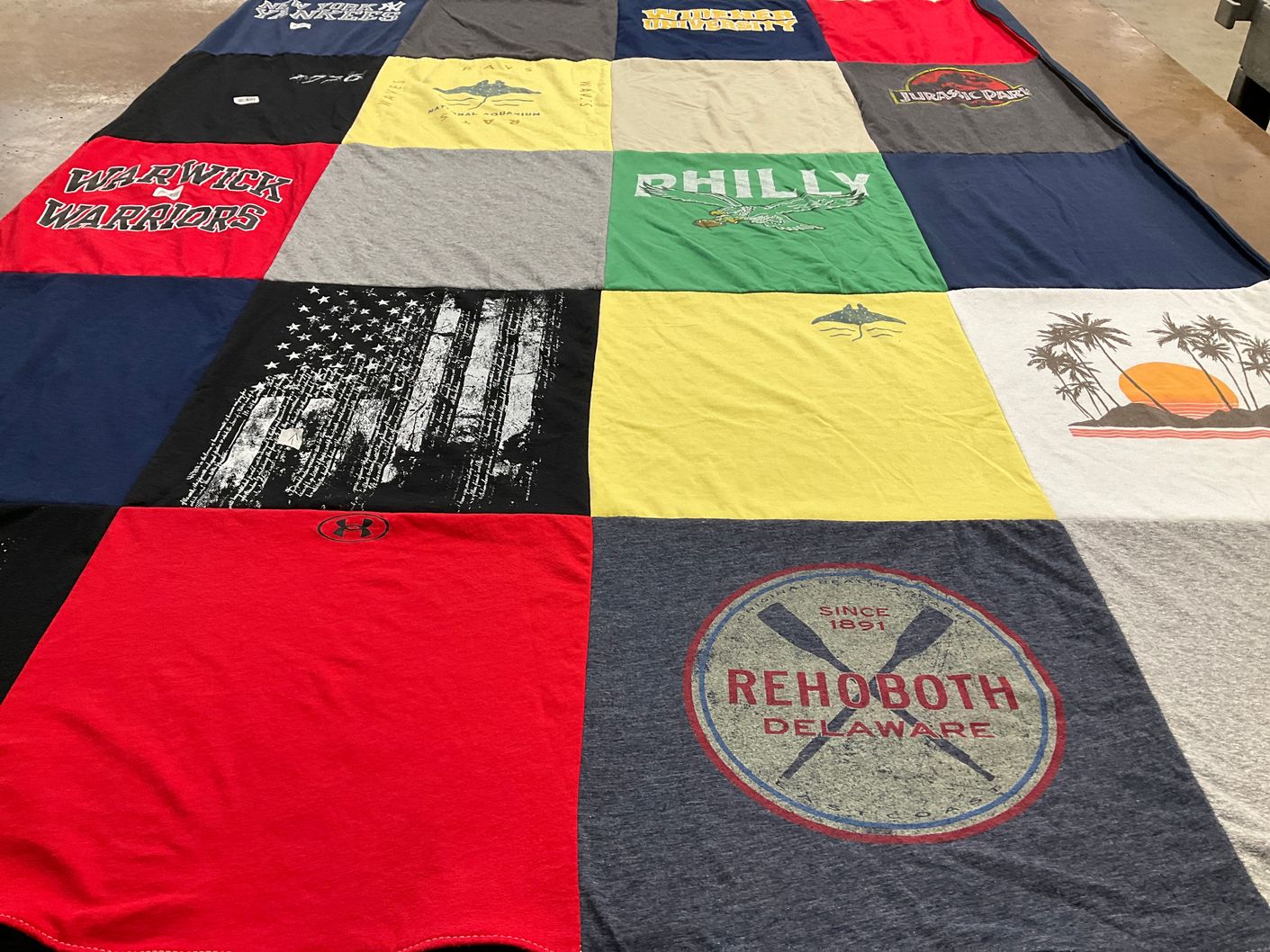T-shirt quilt featuring warwick warriors by Jeanette from PA