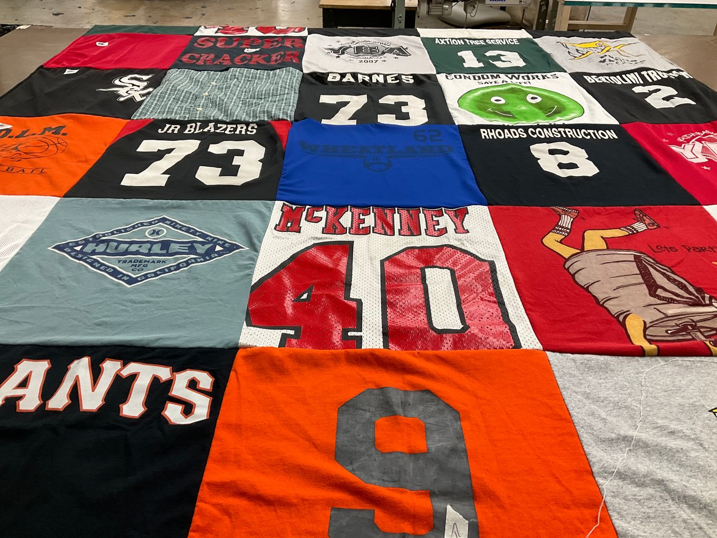 T-shirt quilt with basketball, sports themes by Brenda from CA