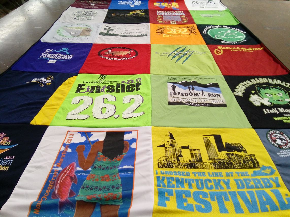 T-shirt quilt with running, marathons themes by Anthony from TX