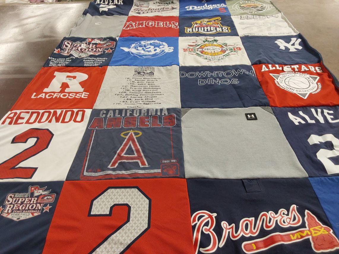 T-shirt quilt featuring los angeles angels, braves by Kathy from CA