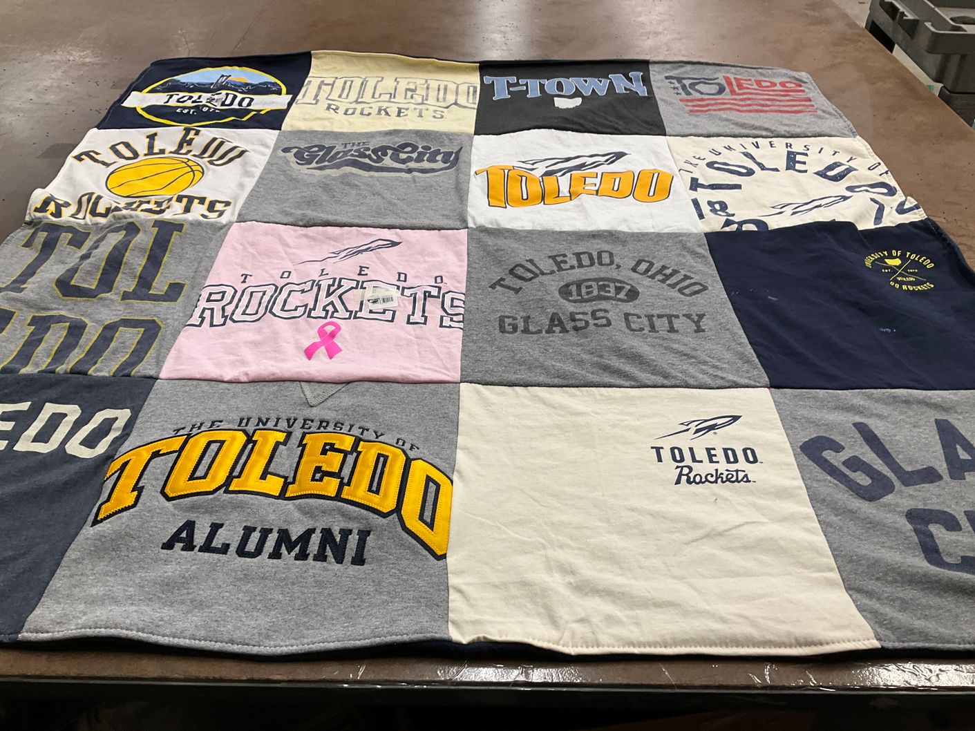 T-shirt quilt featuring toledo rockets by Abbey from OH