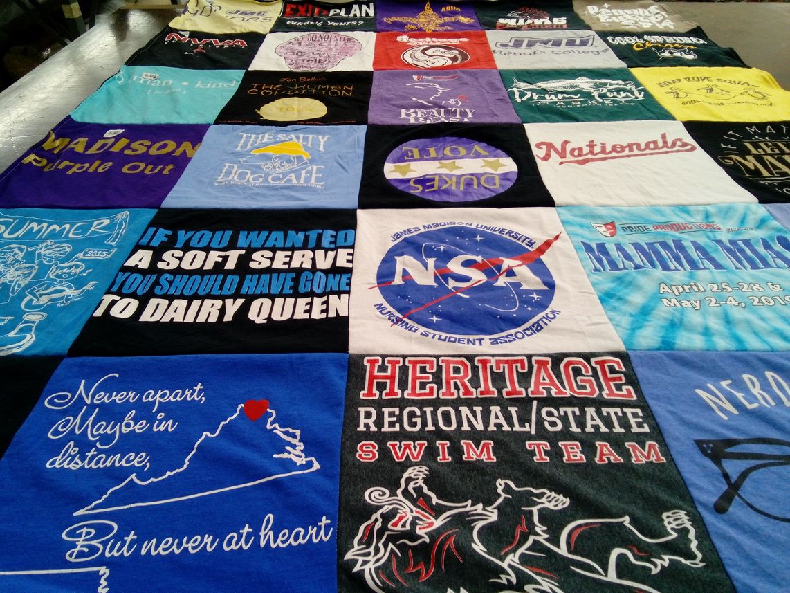 T-shirt quilt featuring heritage regional state swim team by Audrey from VA