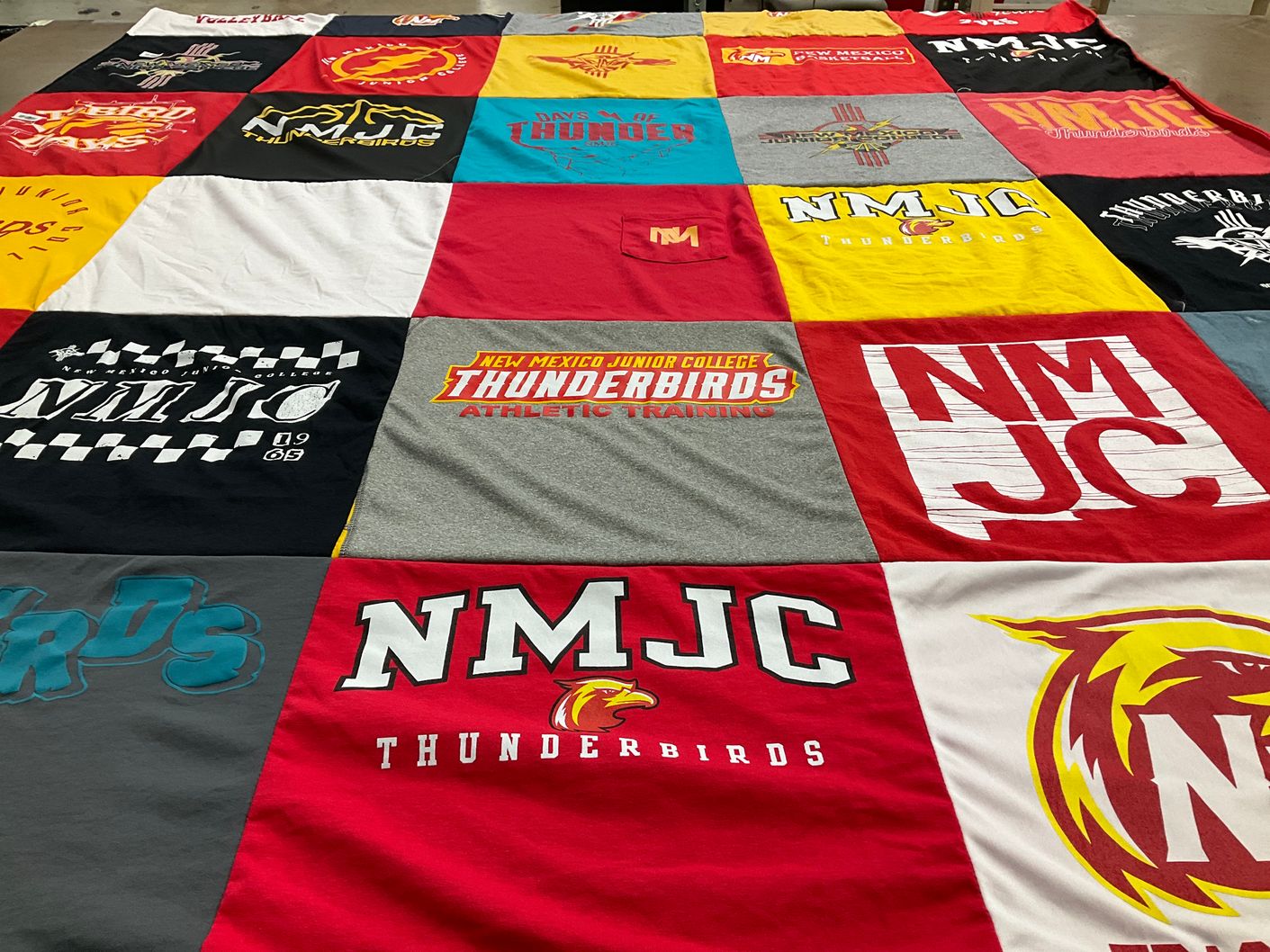 T-shirt quilt featuring new mexico junior college thunderbirds by Barbara from NM