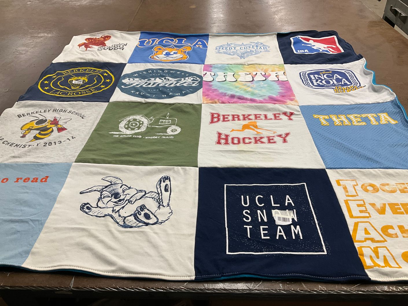 T-shirt quilt featuring ucla snow team, berkeley hockey by Meredith from NJ