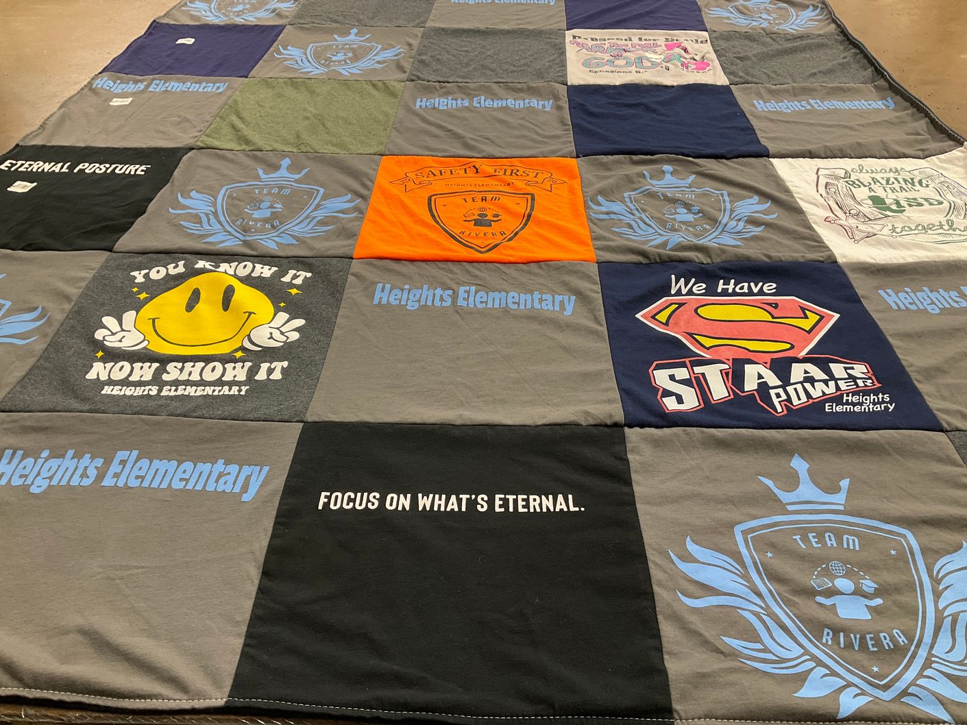 T-shirt quilt from heights elementary by Sanjuana from TX