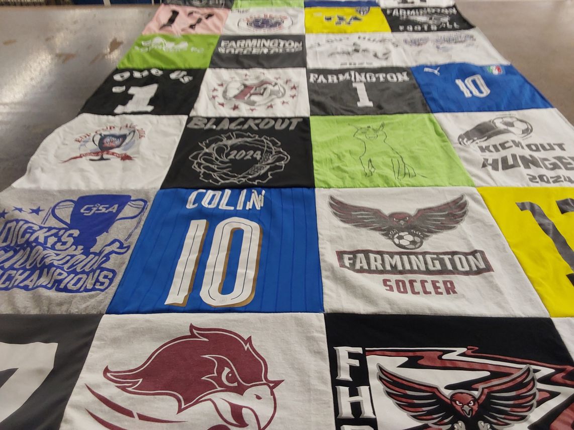 T-shirt quilt featuring farmington soccer by Julianna from CT