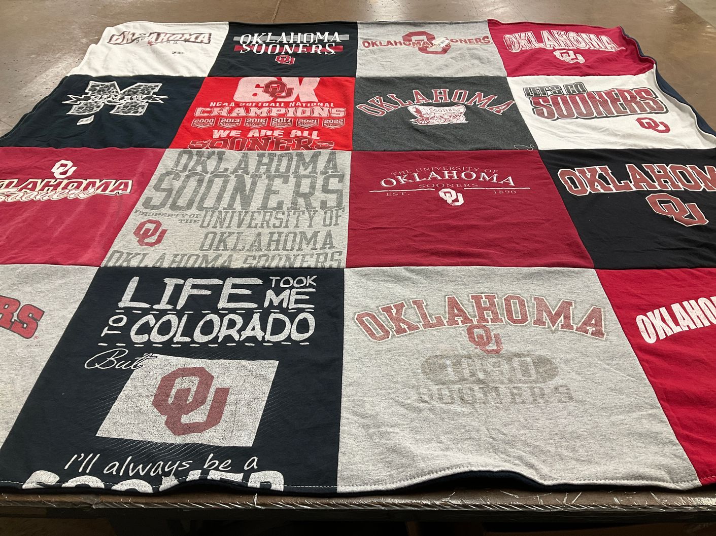 T-shirt quilt featuring sooners by Charlene from CO