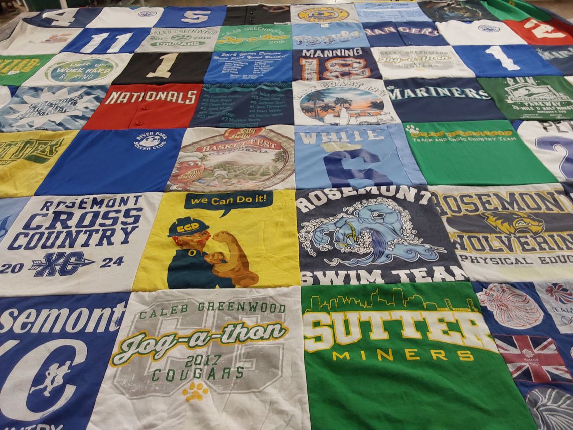 T-shirt quilt featuring rose, mont by Gretchen from CA
