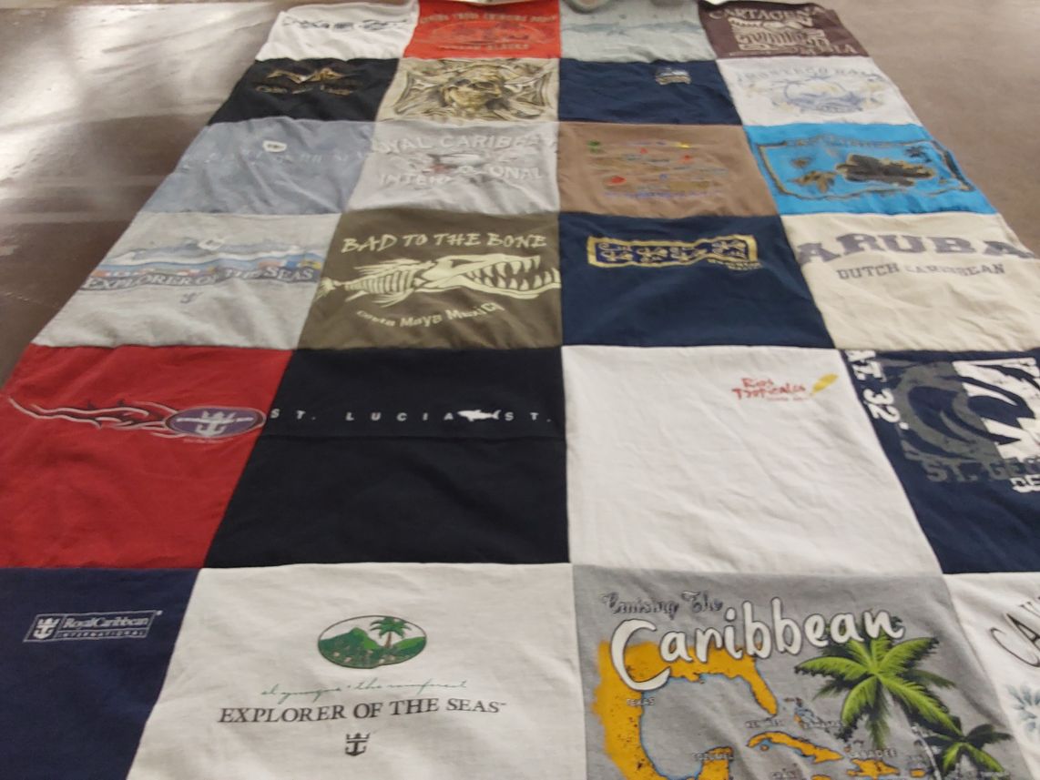 T-shirt quilt with travel, cruising themes by Gail from LA