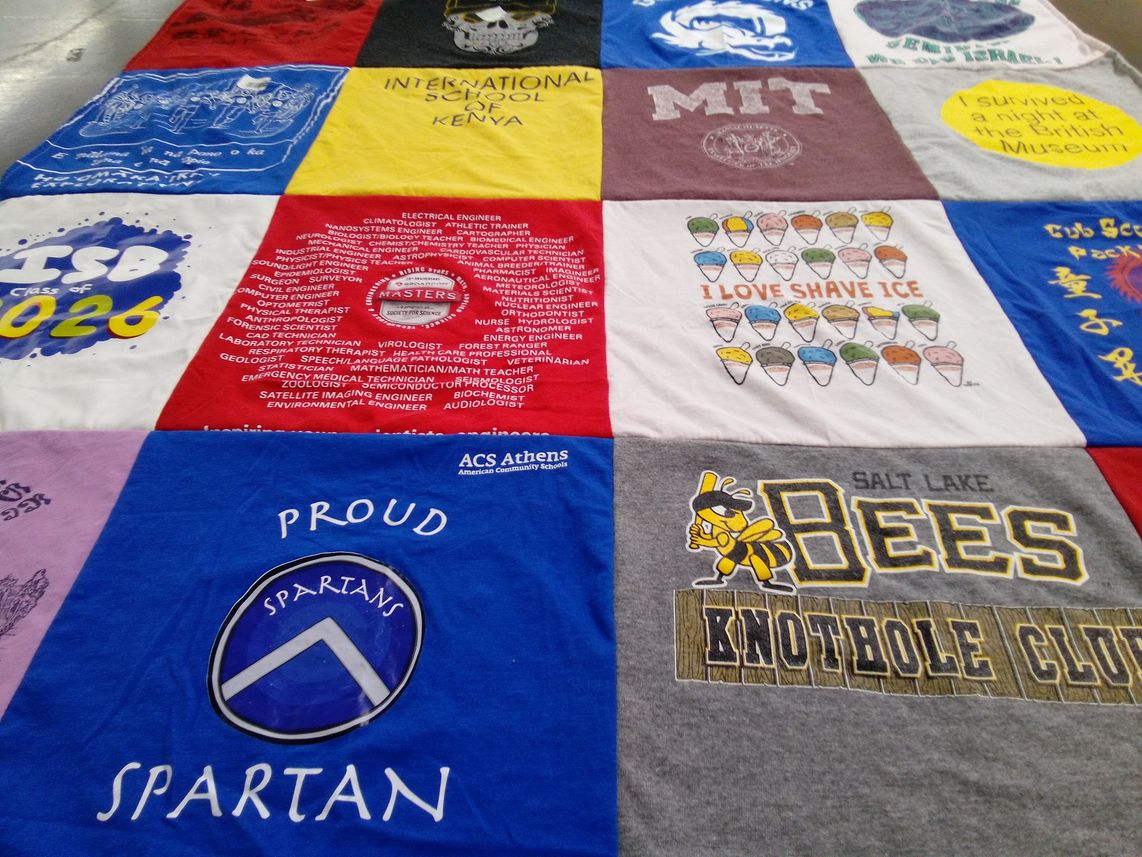 T-shirt quilt featuring salt lake bees by Jaimee from HI