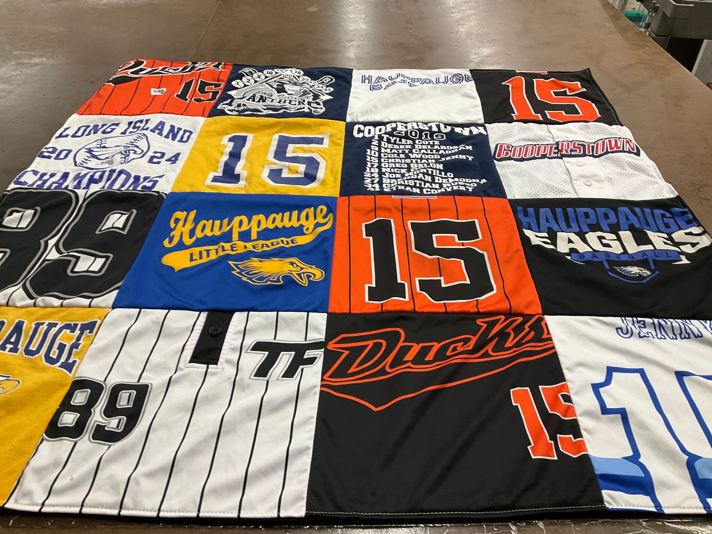 T-shirt quilt featuring hauppauge eagles baseball by Doreen  from NY