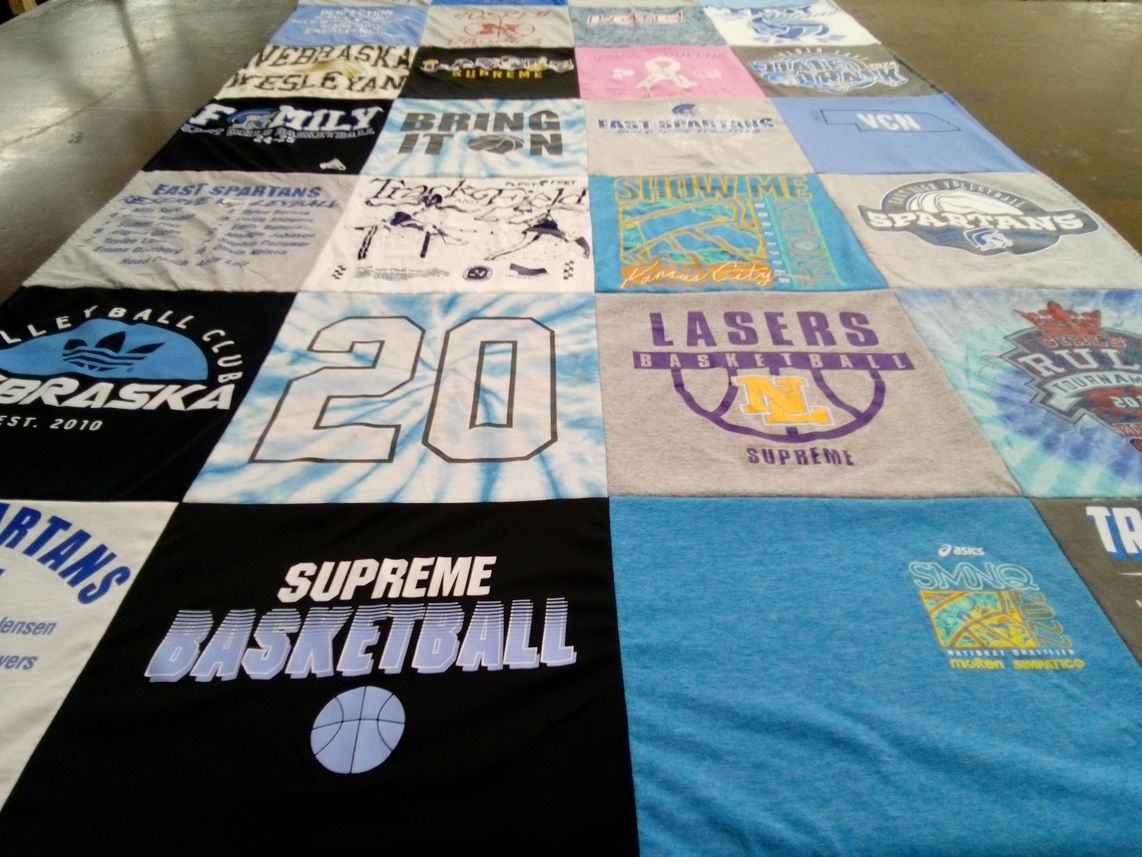 T-shirt quilt featuring lasers basketball by Kristi from NE