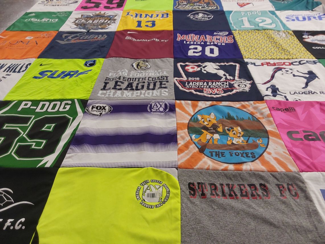 T-shirt quilt featuring strikers football club, ladera ranch soccer by Becky from CA