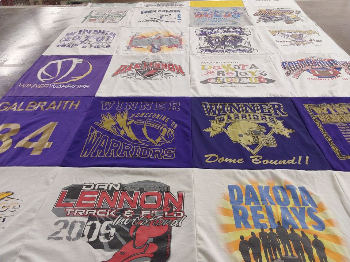 T-shirt quilt featuring winner warriors by Calli from SD
