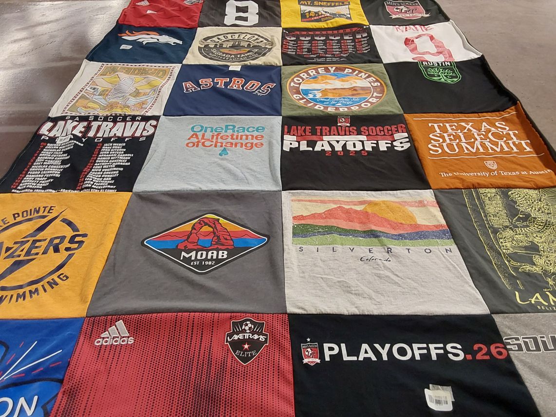 T-shirt quilt featuring lake travis soccer by Hilary from TX