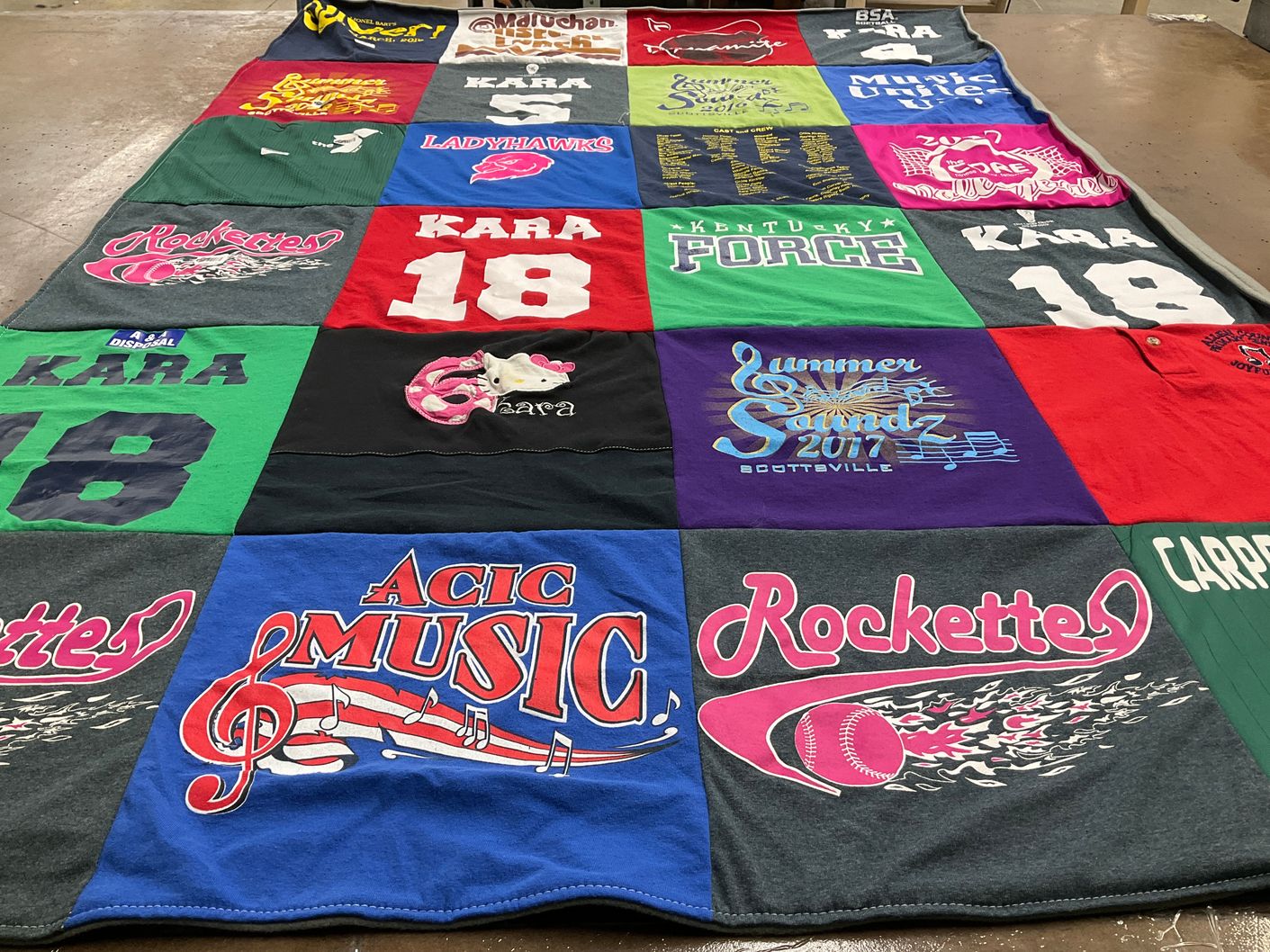 T-shirt quilt featuring rockette by Michelle from KY