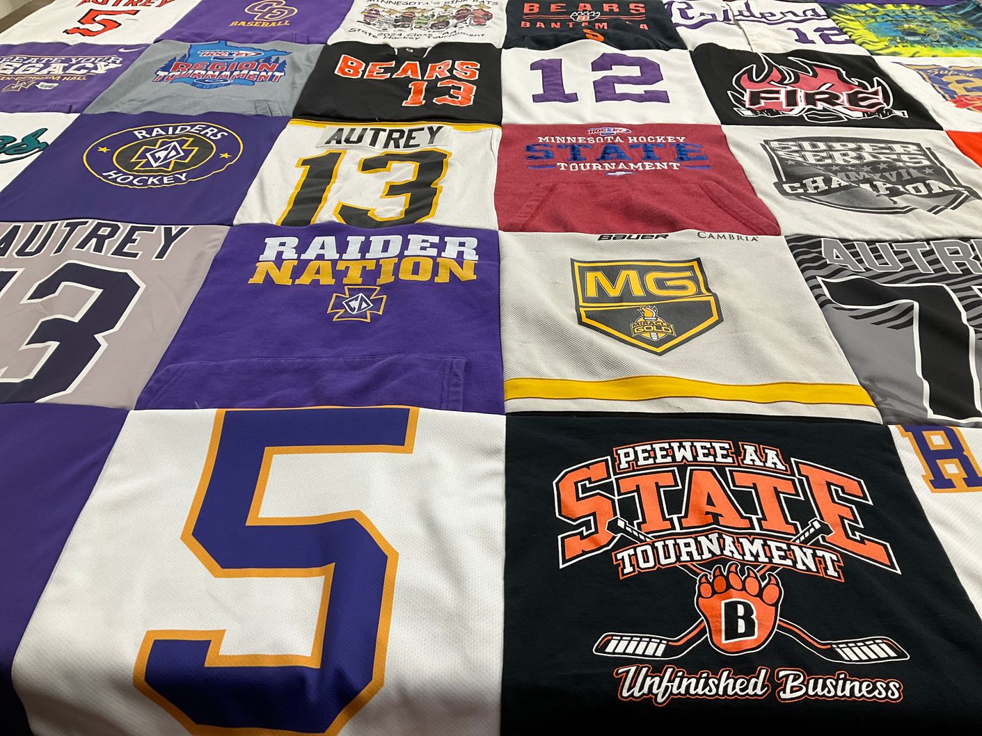 T-shirt quilt featuring raiders hockey by Jaci from MN
