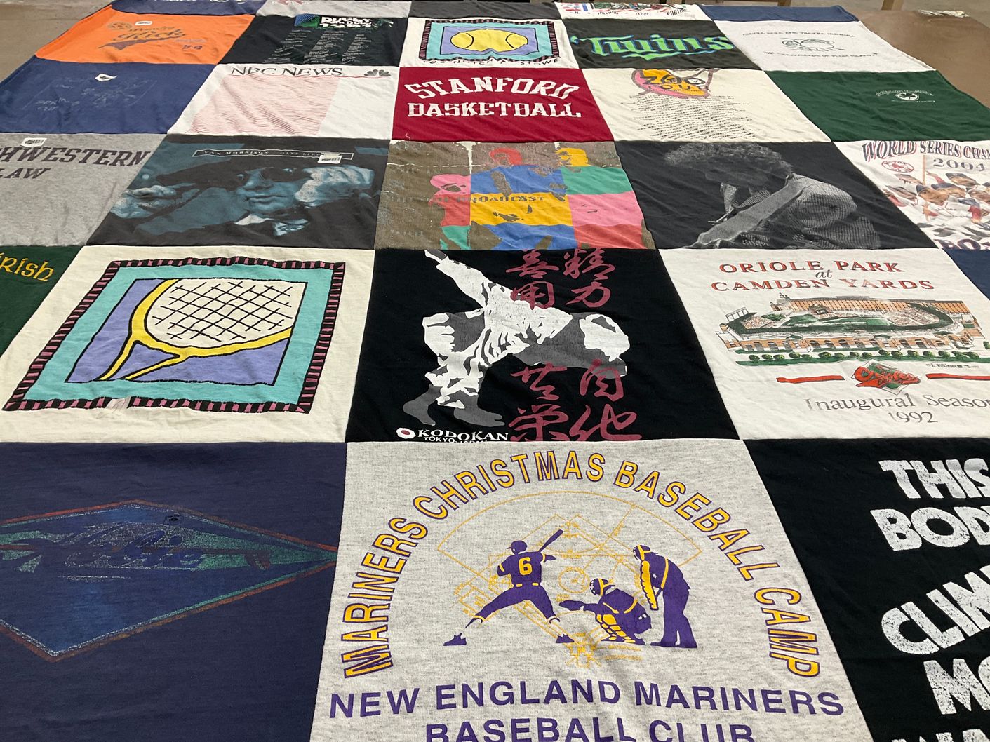 T-shirt quilt featuring new england mariners, minnesota twins by Brendan from MA