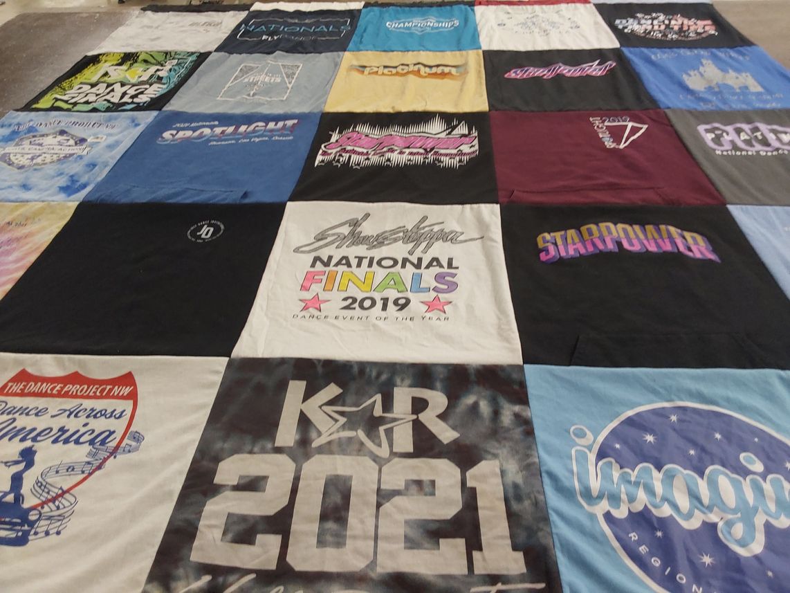 T-shirt quilt with dance themes by Sabrina from WA