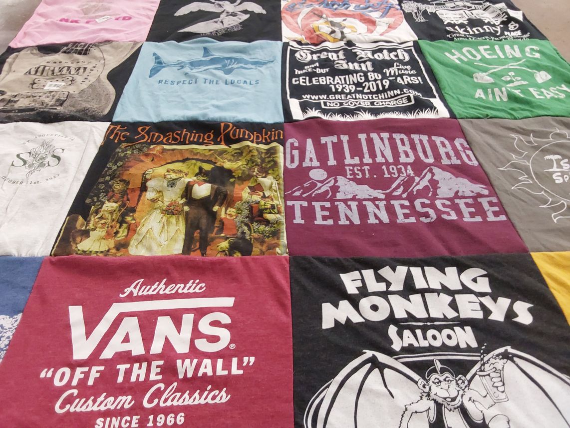 T-shirt quilt with music, southern culture themes by Riley from AZ