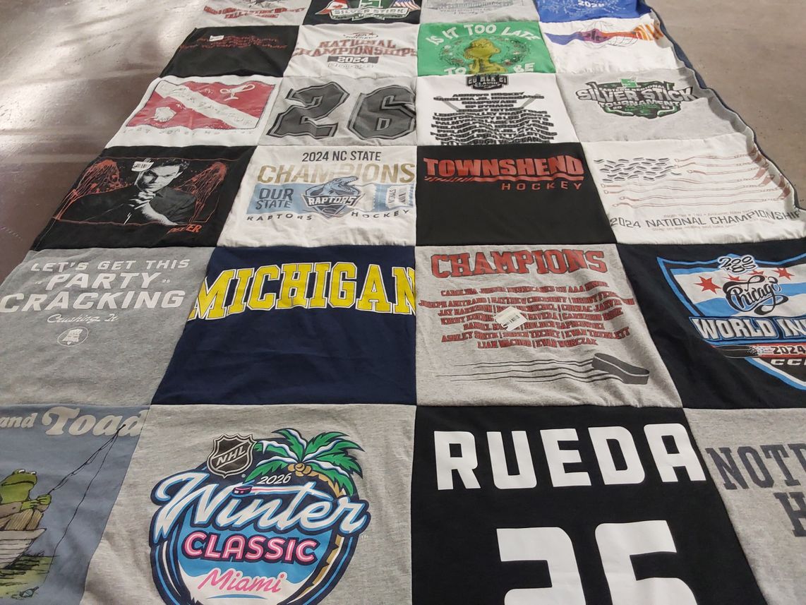 T-shirt quilt featuring nc state raptors hockey by Kathleen from NC