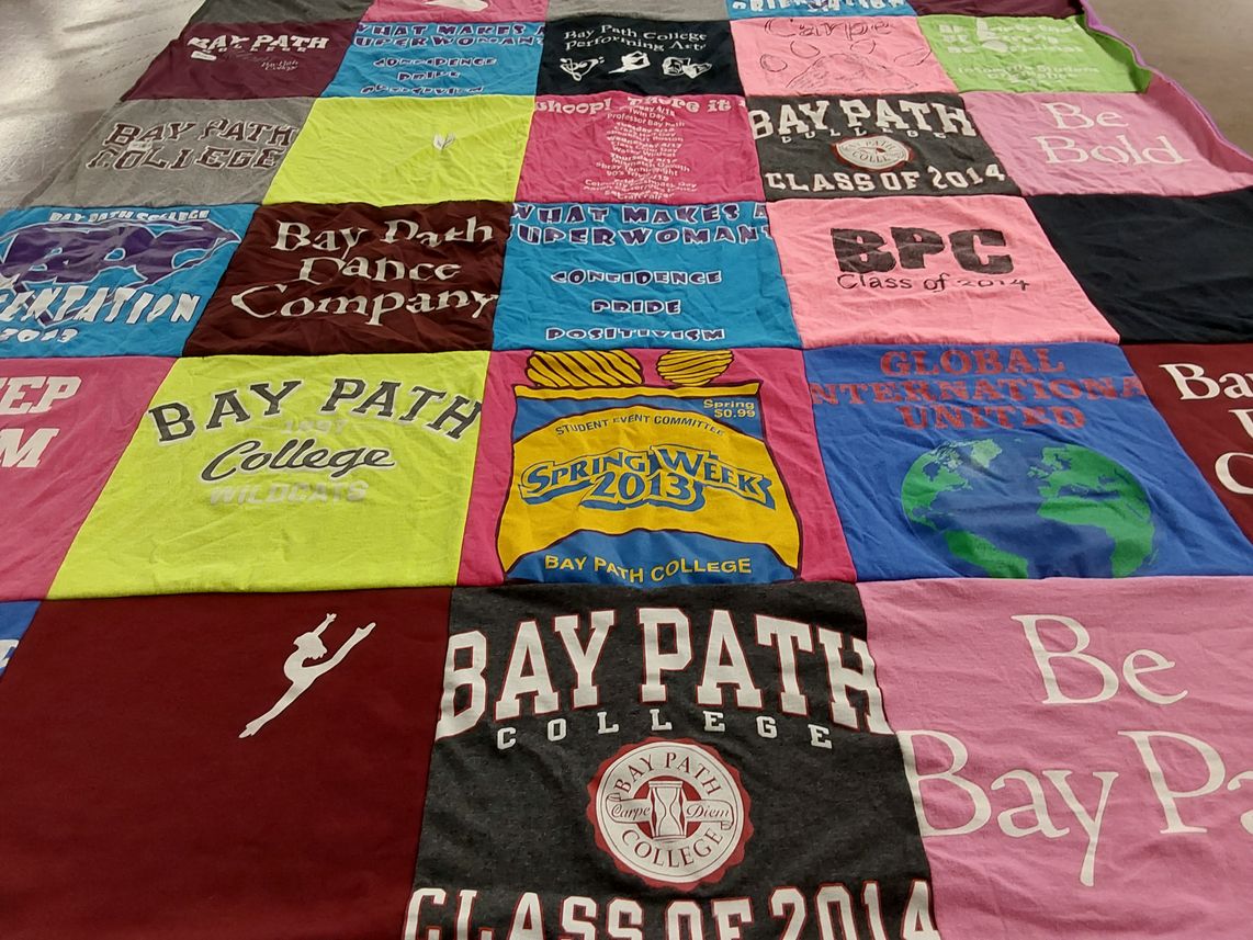 T-shirt quilt from bay path college by Juanita from MA