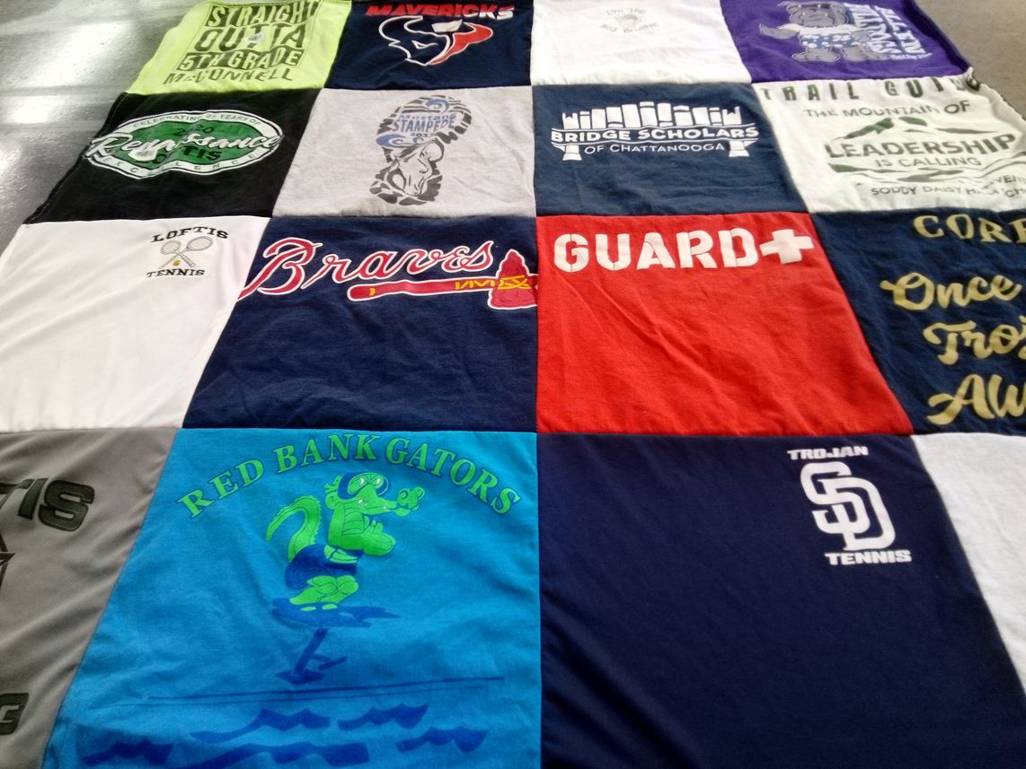 T-shirt quilt featuring braves, mavericks by Lindsey from TN