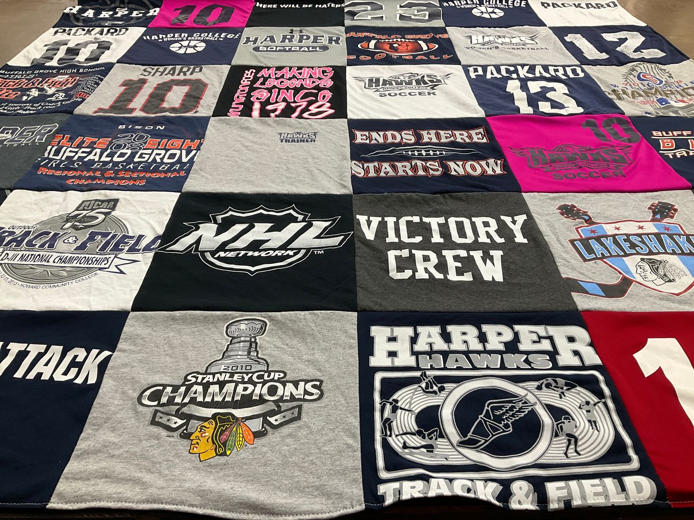 T-shirt quilt featuring harper hawks, buffalo grove high school by Ashley from IL