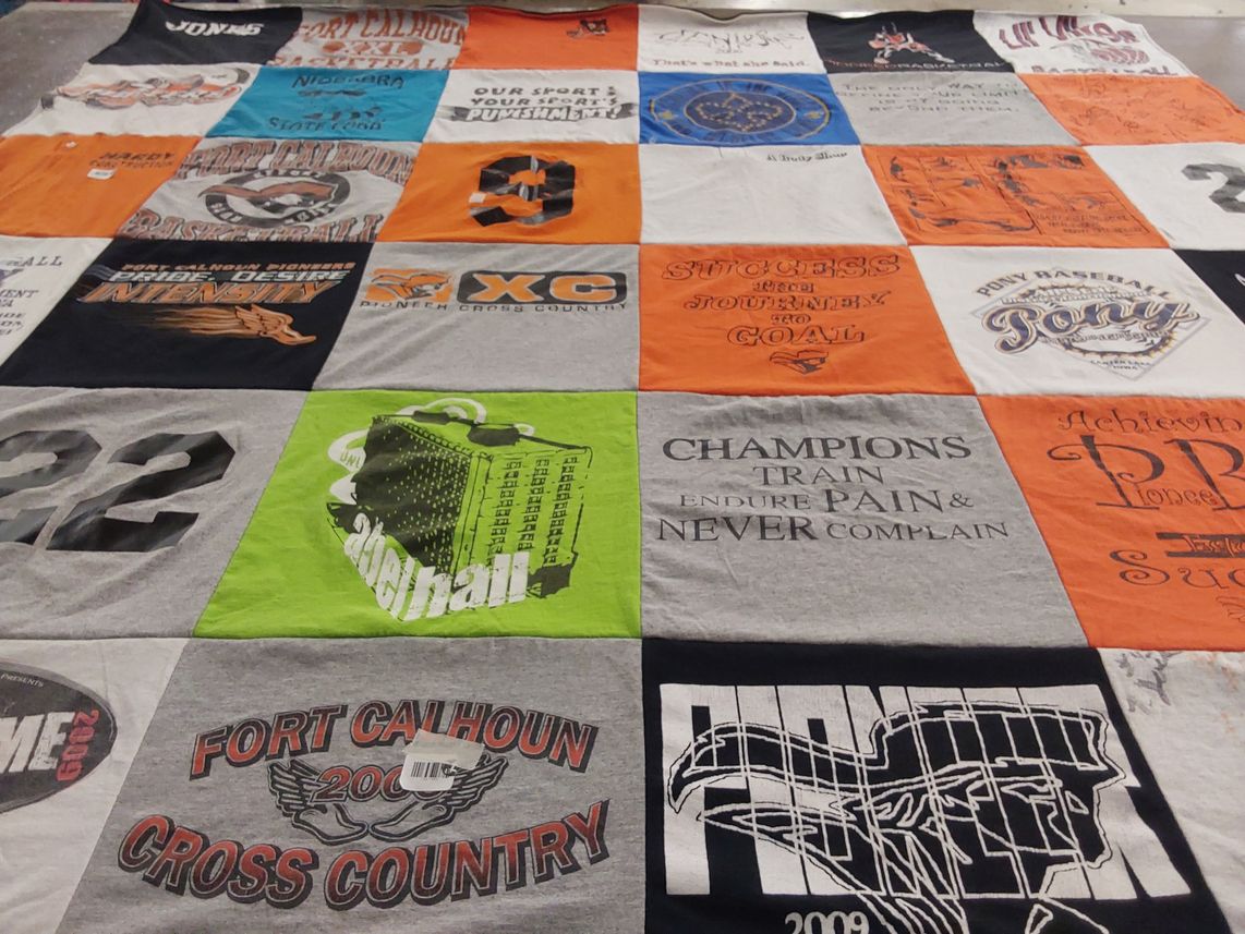 T-shirt quilt featuring fort calhoun cross country by Jean from CO