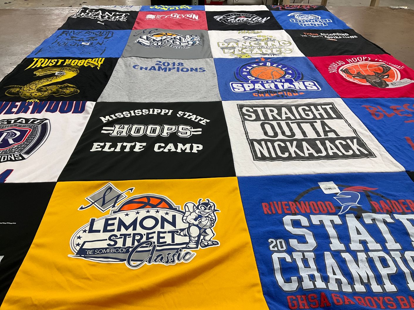 T-shirt quilt featuring riverwood raiders, mississippi state university basketball by Latrina from GA
