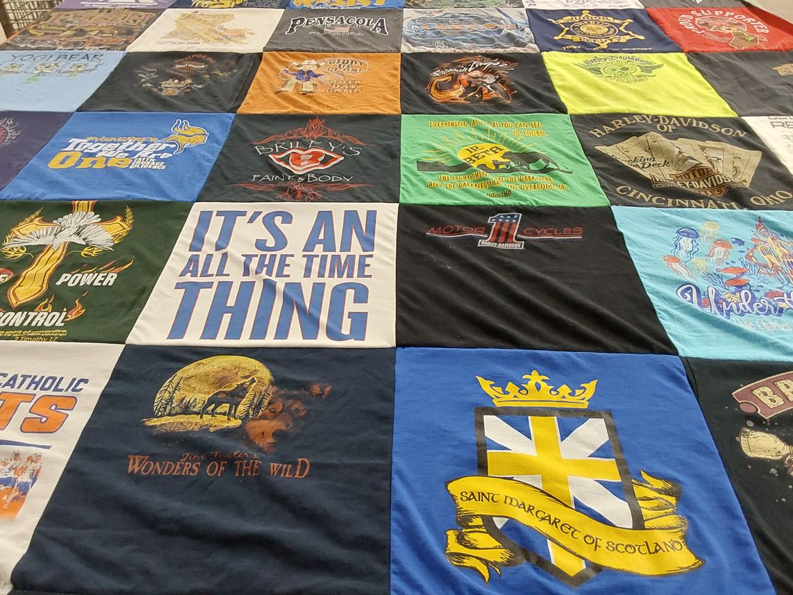 T-shirt quilt from saint margaret college by Jarred from LA